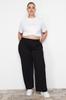Women's Style Plus Size Black High Waist Knitted Trousers