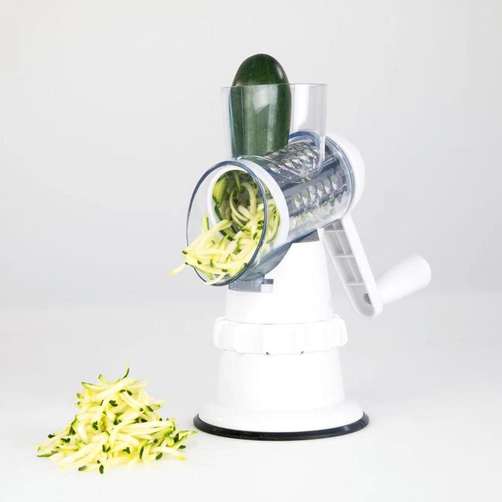 Hand-Crank Vegetable Cutter & Slicer Manual Kitchen Cheese Chopper Machine With 3 Adjustable Sharp Drums Multi-Function Garlic Potato Shredder