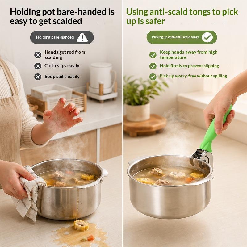Stainless Steel Hot Bowl Gripper With Non Slip Handle Firm Grip For Kitchen Lifting Hot Dishes Bowls Pots