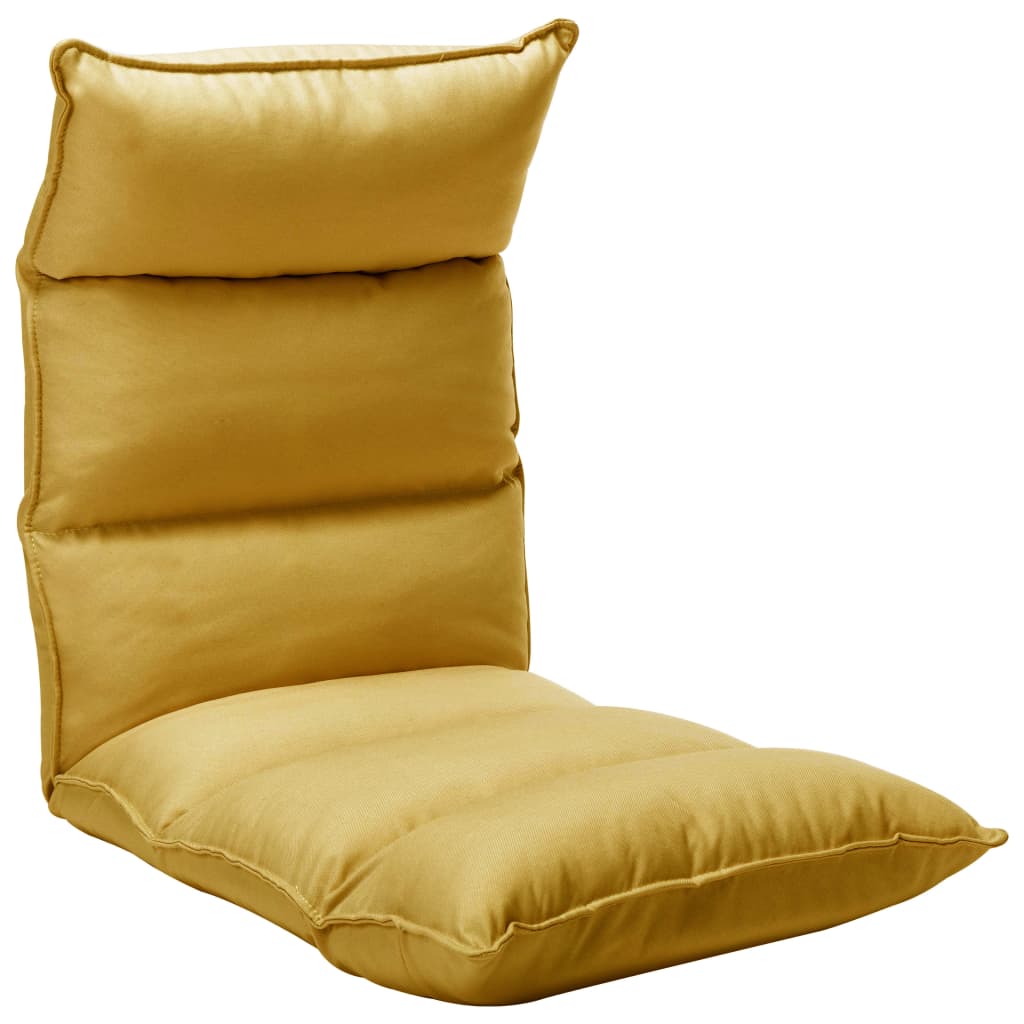 Foldable Floor Chair Mustard Yellow Fabric