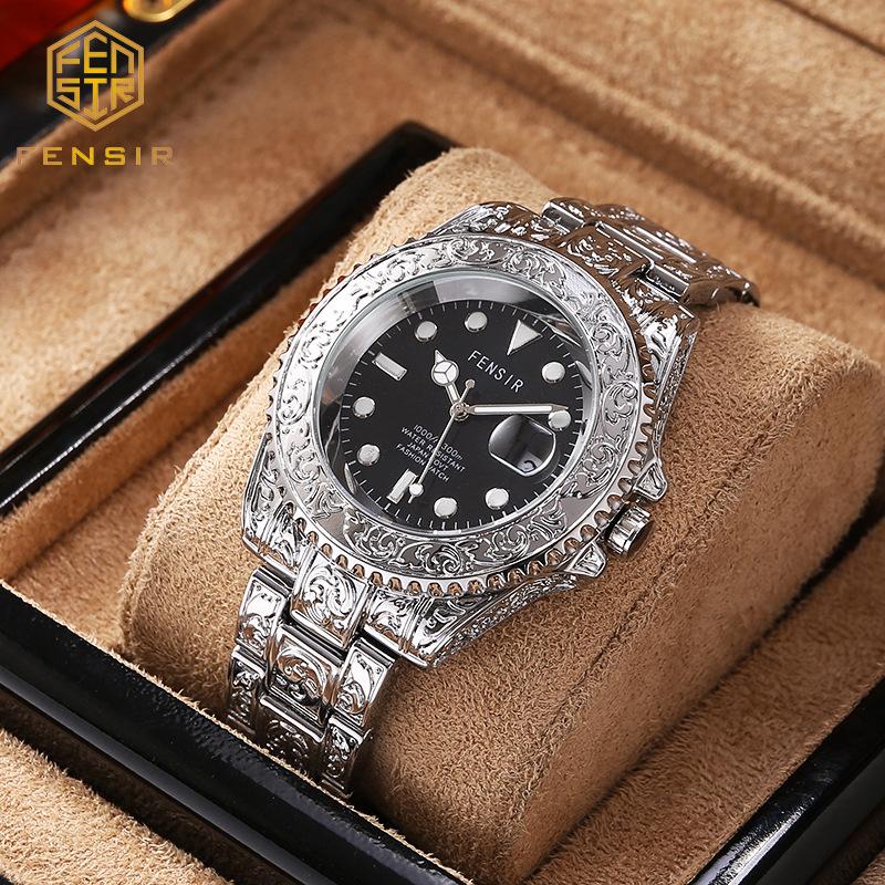 Casual and Fashionable Men Watch Retro Carved Business Quartz Watches Light Luxury Clocks Gifts Watches for Man