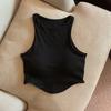 Canottiera imbottita da donna con reggiseno integrato, doppia fodera, collo alto, canottiera da stratificare, magliette basic, aderente, top estivo da uscire