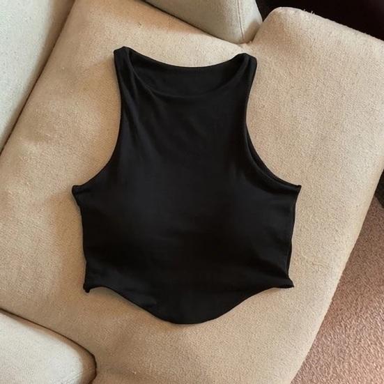 Canottiera imbottita da donna con reggiseno integrato, doppia fodera, collo alto, canottiera da stratificare, magliette basic, aderente, top estivo da uscire