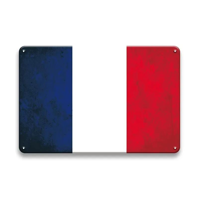 Rustic Antique International Countries Flag Metal Sign Retro Wall Art For Bar Garage Pub Man Cave Indoor Wall Decoration