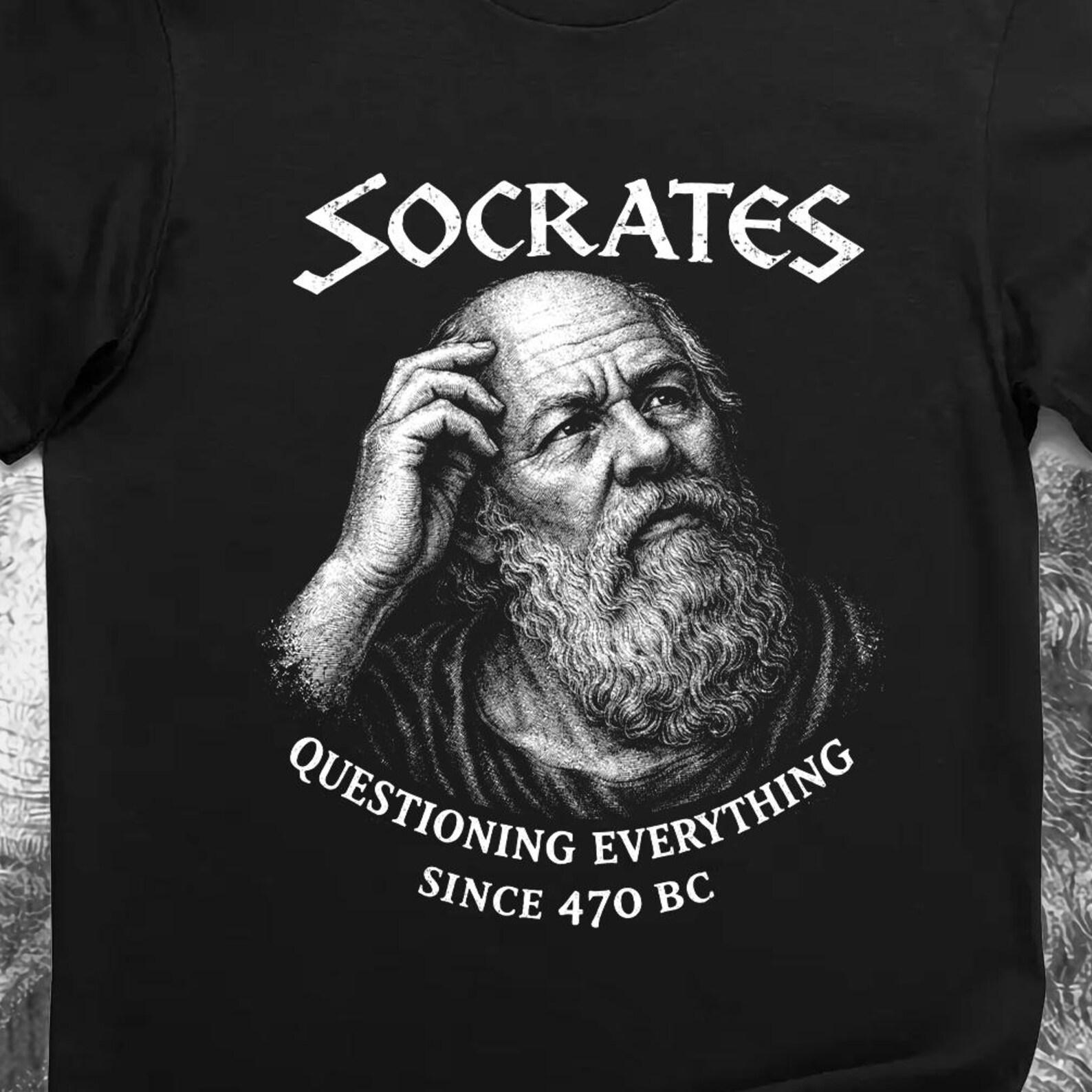 Socrates Questioning Everything Vintage Philosophy T-Shirt Funny Greek Thinker Humor Gift S