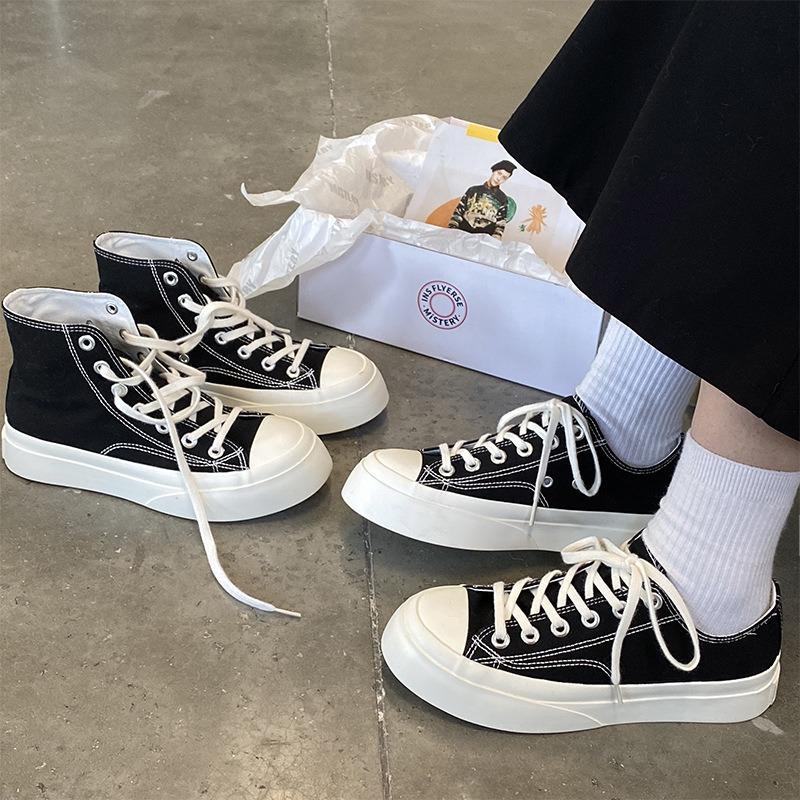 Canvas shoes women's platform heightening Hanhan big head shoes retro student little white shoes 508