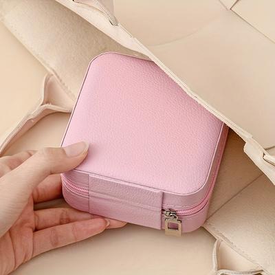 10pcs, 5.0cm Mini Jewelry Box, PU Leather Jewelry Box, Travel Portable Multi Functional Storage Box, Earrings, Necklaces, Hair Ties, Hair Clips,