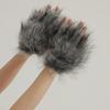 Wolf Paw Gloves Fingerless Warm Fuzzy Gloves Animal Cosplay Hand Paws Faux Fur Gloves for Halloween Christmas Dress-Up Party Costume