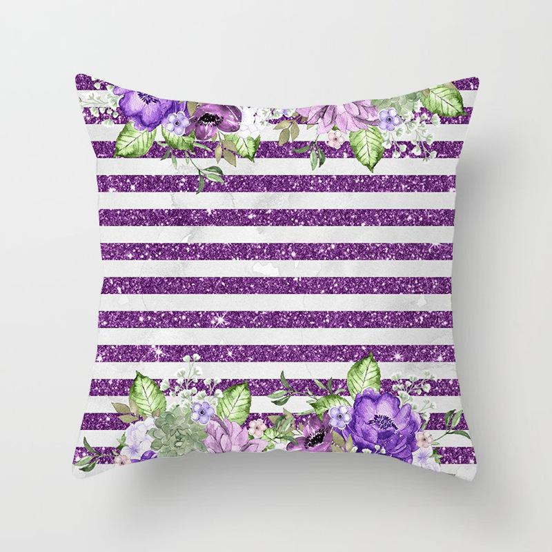 Home Decor Purple Floral Patterned Throw Pillow Covers Pattern Cushion Cover Suitable for Sofa Bedroom Car Pillow Cover