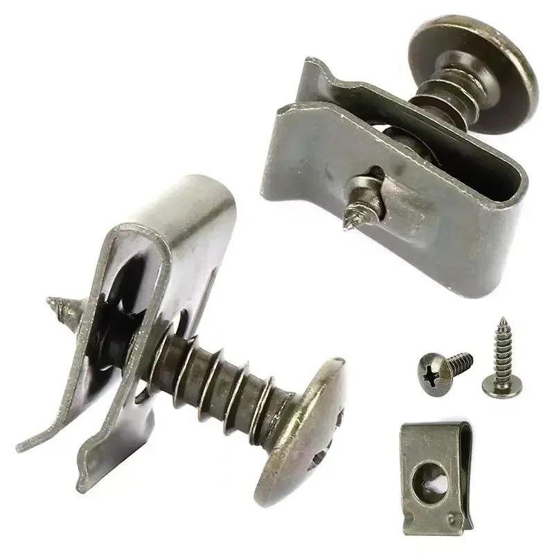 Car Metal Screw Fastener Clips U-Type Clip Anti-rust Iron Sheet Car Motorcycles Screw Buckle Bumper Protection Fastener Clips