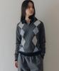 ANDNEEDS Eddy Argyle V-Neck Knit (Charcoal Gray)