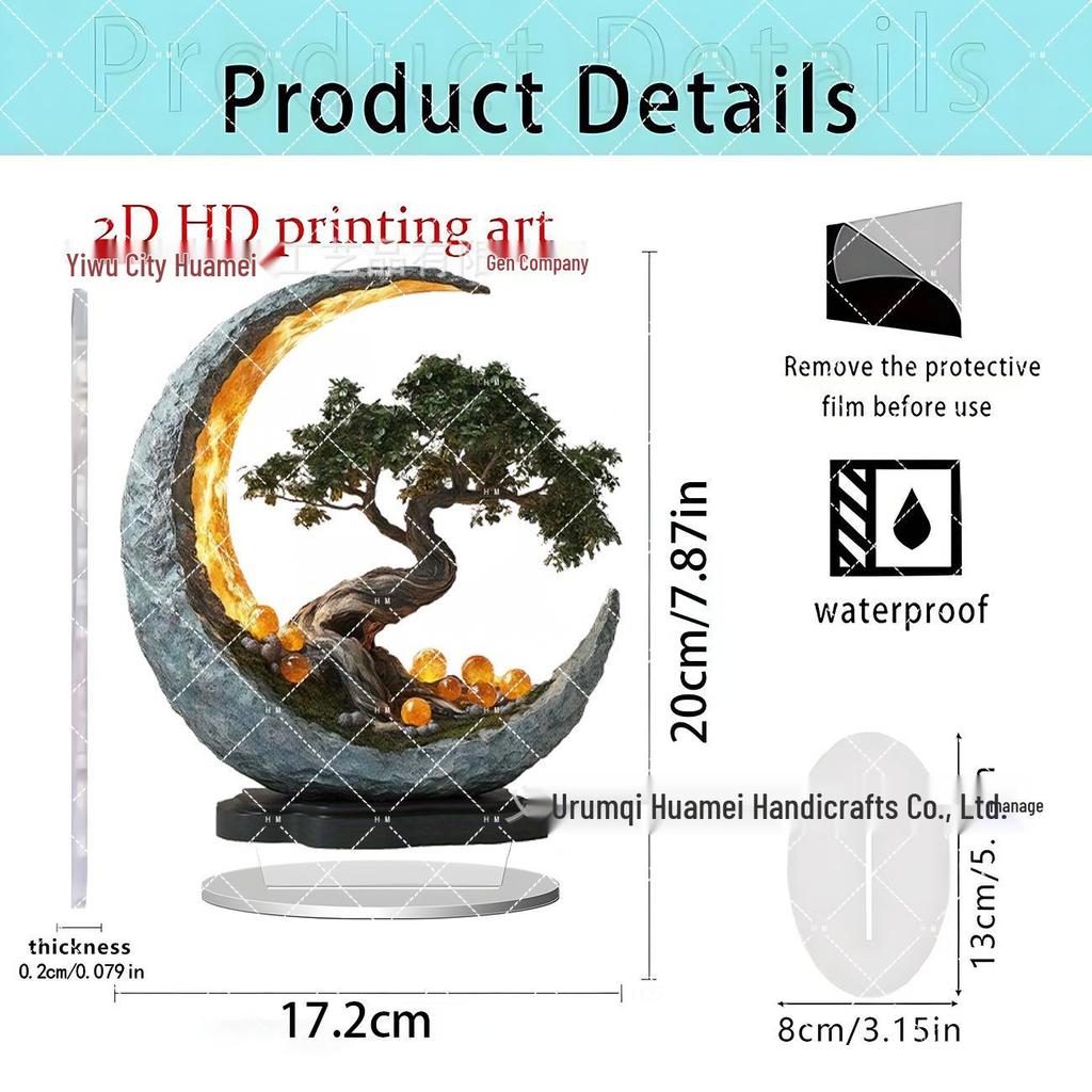 Cross-Border New Moon Lighthouse 2D Acrylic Ornament - Home and Festival Decoration.