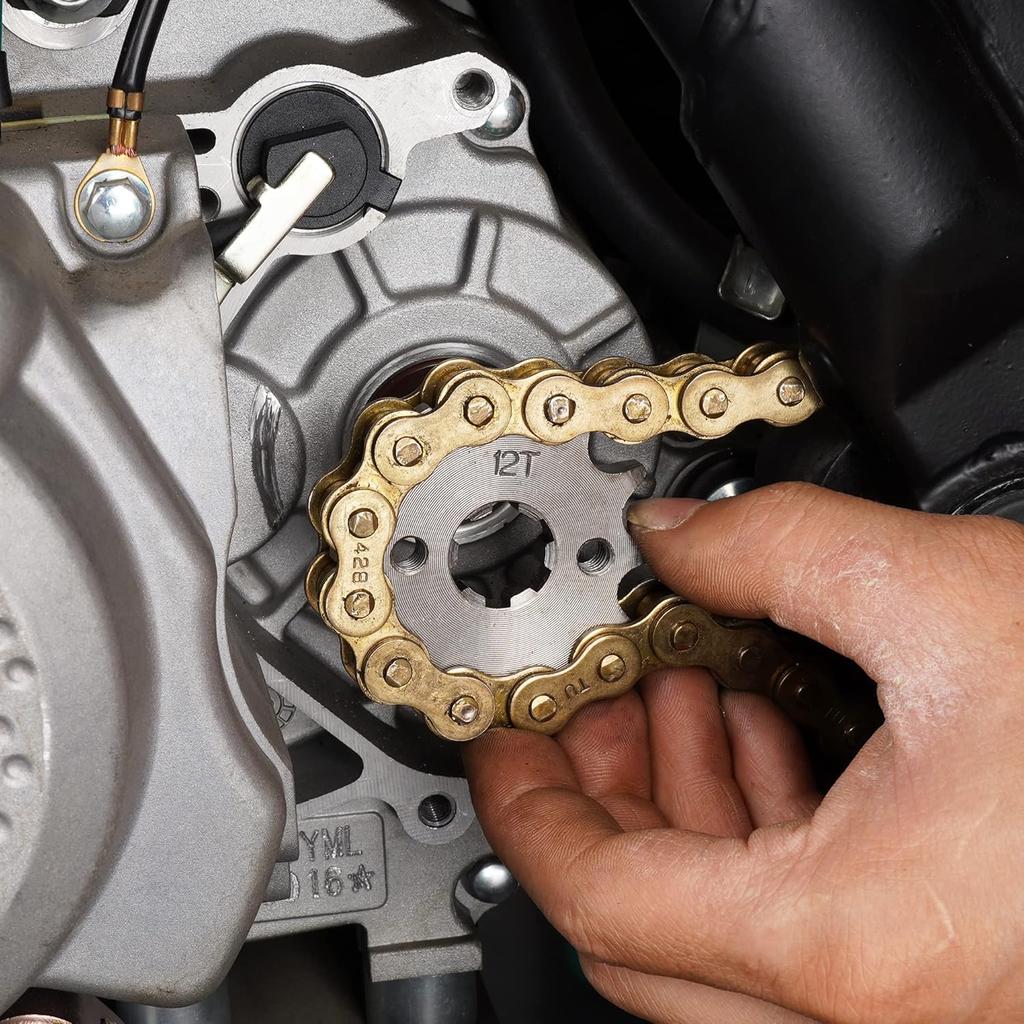 17MM 428 Motorcycle Sprocket, 428-12T Motorcycle Front Engine Sprocket for 50cc 70cc 90cc 110cc 125cc Dirt Pit Bike Mini Bike ATV 4 Wheeler Moped