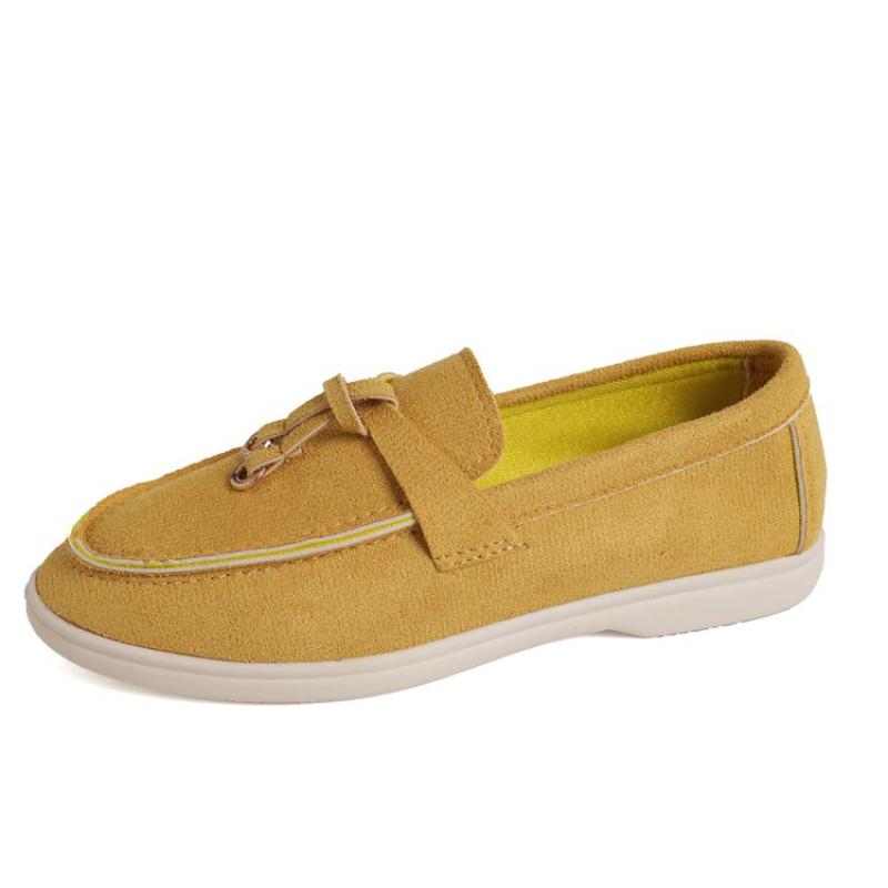 Summer Walk Loafers Women Flat Shoes Khaki Suede Leather Tassel Metal Lock Slip On Slippers Mules Driving Shoes Causal Moccasins