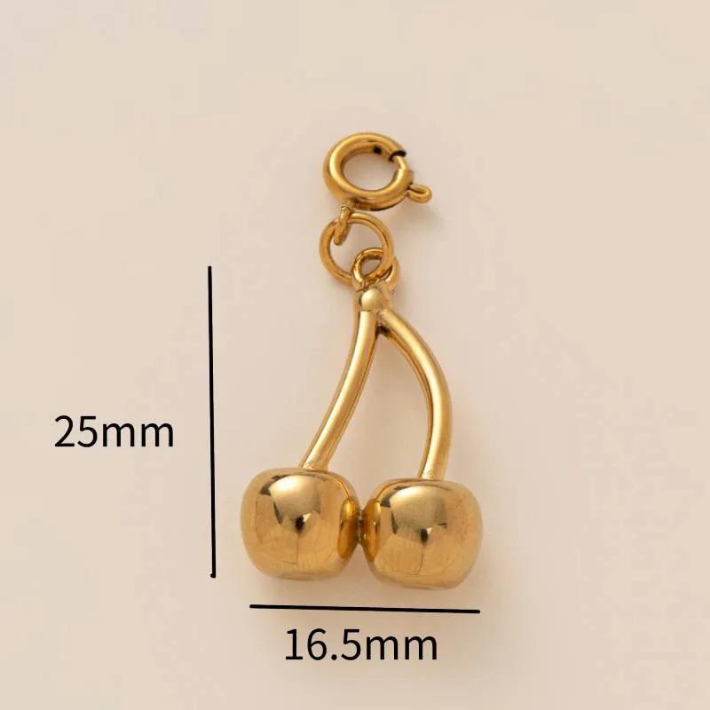 

INS Y2K Gold Color Punk Charm Pendant For Women Cherry Boots Bow Heart Stainless Steel Necklace Bracelet DIY Making Accessories вишня