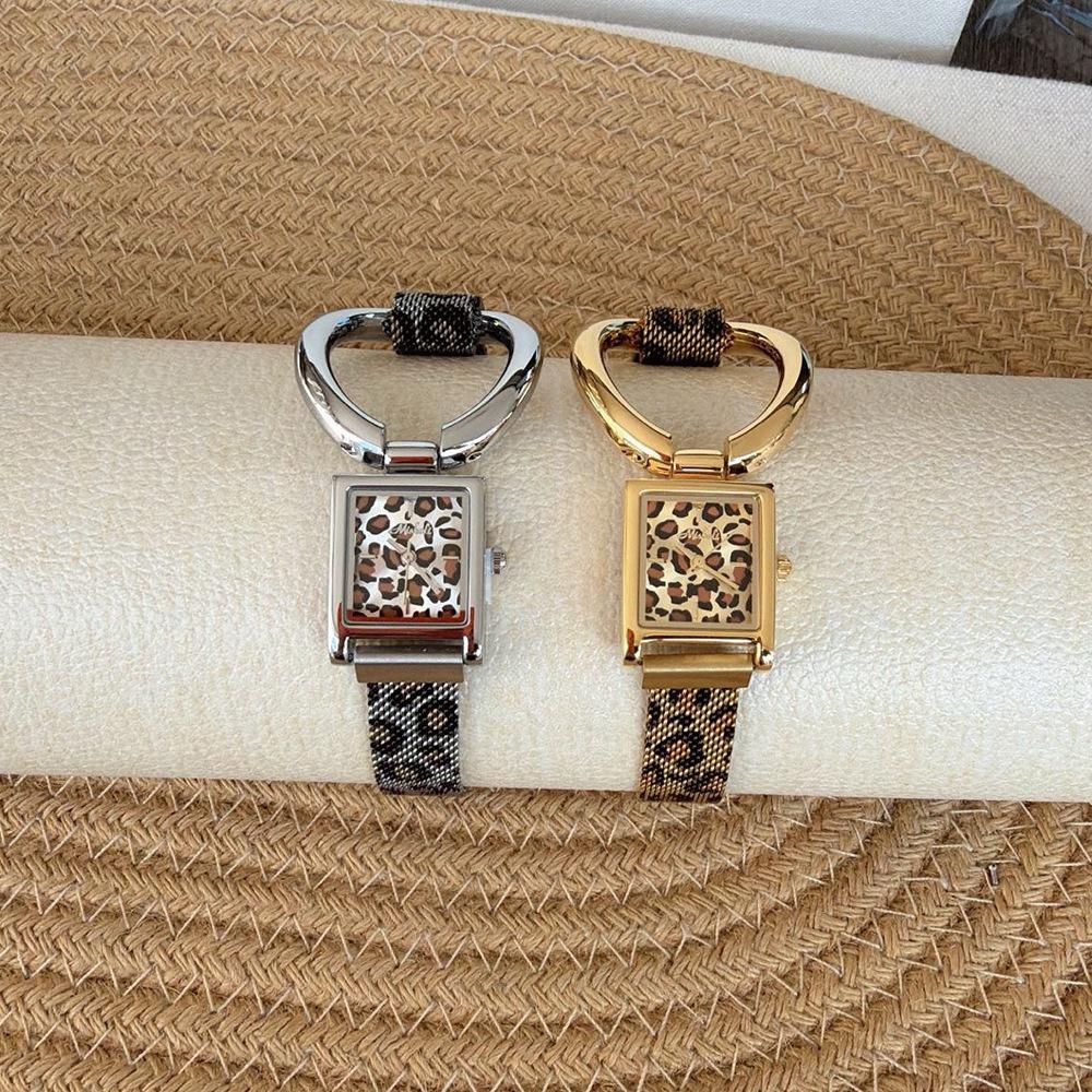 Ring Antique Square Leopard Print Mesh Belt Women'S Watch Women'S Niche Light Luxury Temperament Quartz