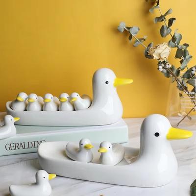 Creative Ceramic Chopstick Stand Cute Duck Shape Chopsticks Rest Mini Size Practical Writing Brush Pen Holder Table Decoration