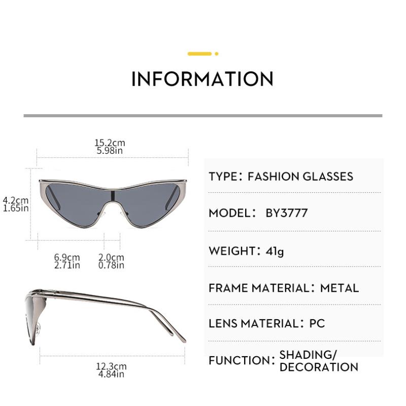 Women's sunglasses, men's and women's fashion metal one-piece cat's eye sunglasses