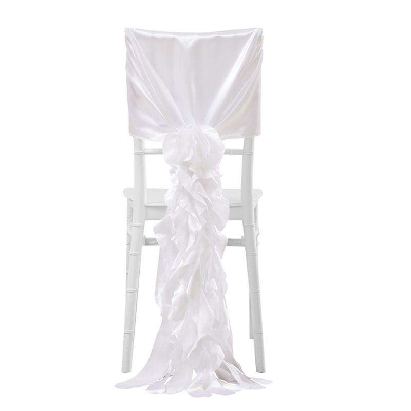 

Chair Bows Willows Cover High Quality Fabric with Ruffle for Bamboos Chairs for Weddings and Celebrations белый