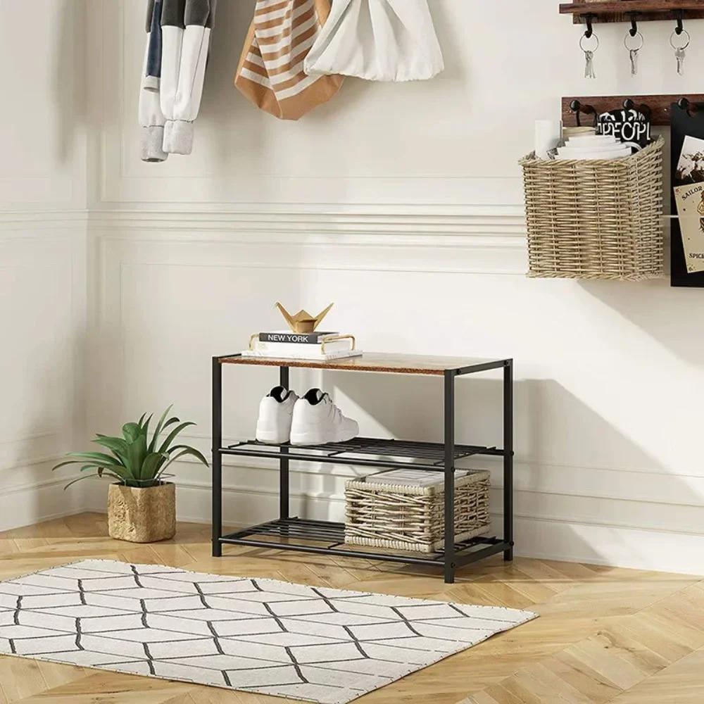 Metal Shoe Rack Multi-layer Simple Wood Shoe Cabinet Indoor Iron Shoe Rack Stable Non-wobbly Large Simple Dustproof Storage Rack
