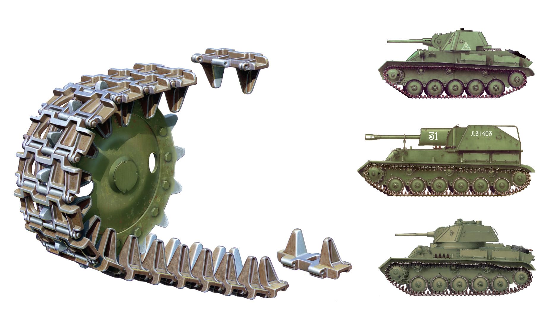 

Miniart Light Tank Movable Caterpillar 1/35 T-70M