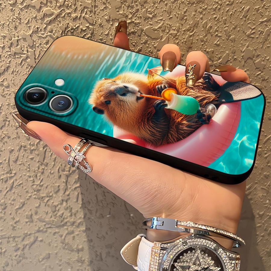 Cute Capybara Soft Back Phone Cover Case for iPhone 12 13 Mini 7 8 17 16 Pro Max X XS XR 15 Plus SE 11 17Air 14