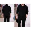 1 Set Jacket Pants Set Solid Color Zipper Autumn Winter Ribbed Cuff Coat Drawstring Pants for Daily Wear