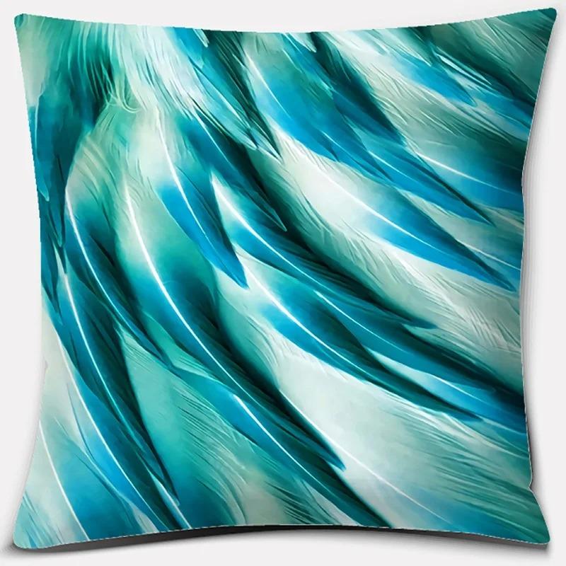 Peacock Feather Pattern Pillowcase Interior Decoration Office Living Room Home Pillowcase
