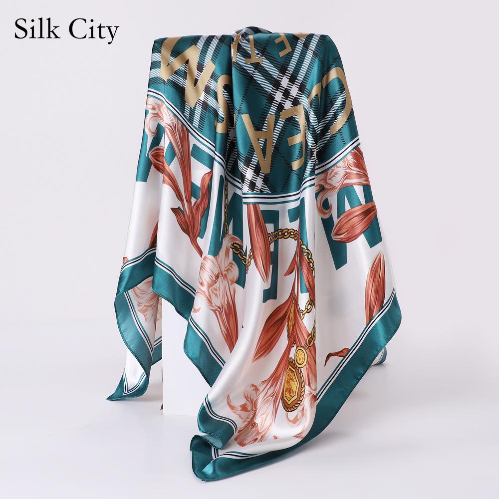 

Высококачественные роскошные шелковые шарфы, повязка на голову, шарфы, шейный шарф для женщин, шелковый шарф с цепочкой, женская декоративная шаль