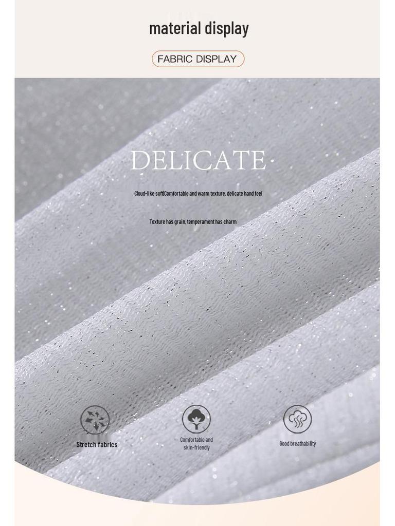 V-Ausschnitt Lurex Mesh Langarmbluse - Damen Slim Fit für Frühling/Herbst