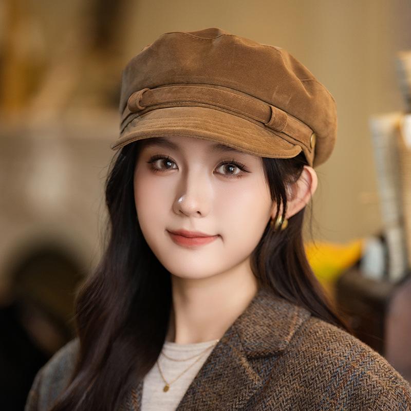 Versatile Retro British Style Beret Autumn and Winter Hat Women's Fashion Painter Hat High End Warm Newspaper Hat