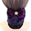 Ribbon Bowknot Spring Clip Pearl Hair Net Cover Sweet Bun Snood  Female
