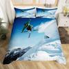 Ski Sports Duvet Cover Queen For Boy Teen Winter Sports Ski Theme Comforter Cover Microfiber Snow Mountain Landscape Bedding Set