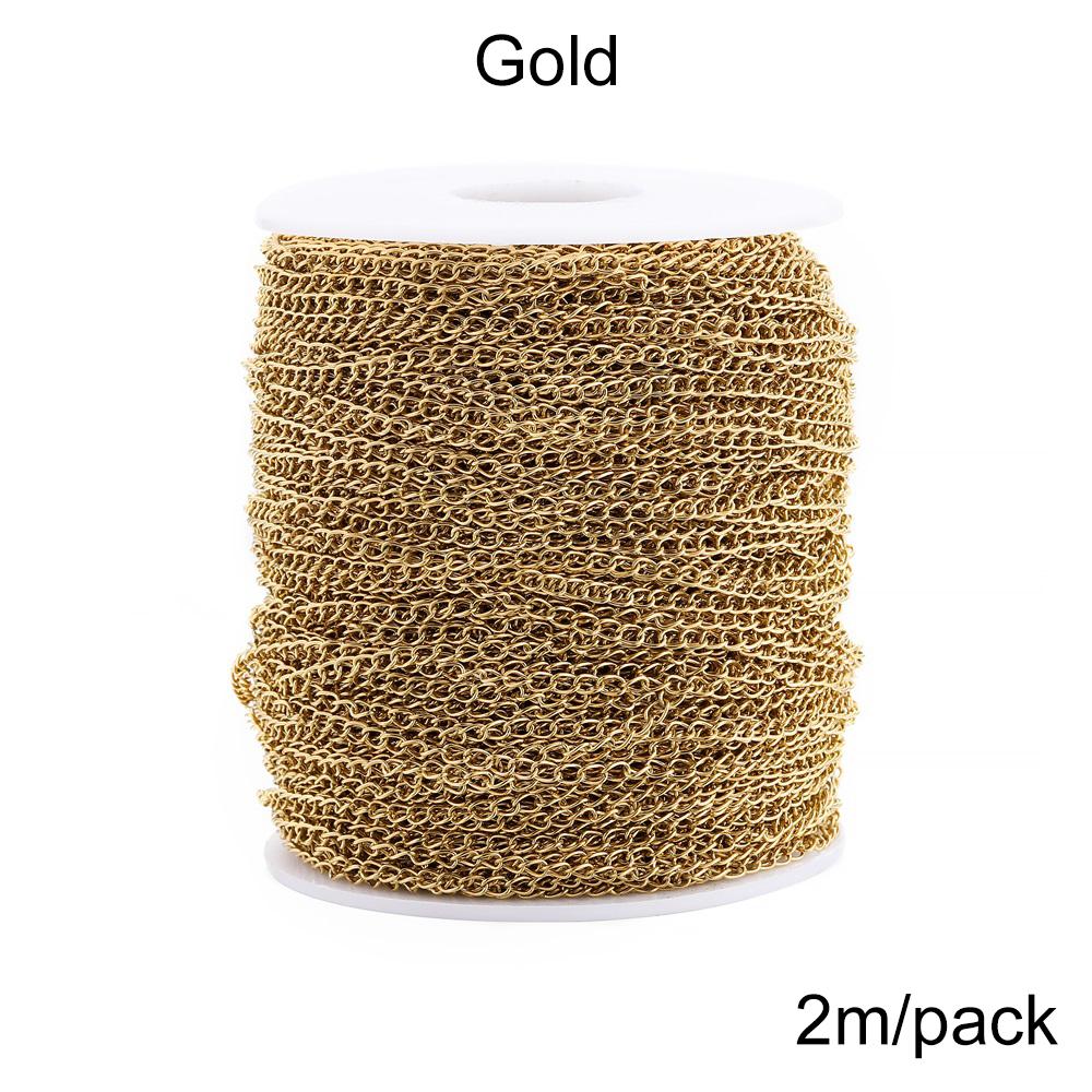 2-5m/lot 1.2-4.0mm Stainless Steel Gold Necklaces Chains Bulk Jewellery Chains For DIY Jewelry Making Findings Accessories