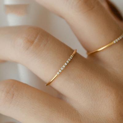 Stainless Steel Fashion 1mm Ring for Women Cubic Zirconia Thin Finger Ring Fashion Wedding Party  Gift