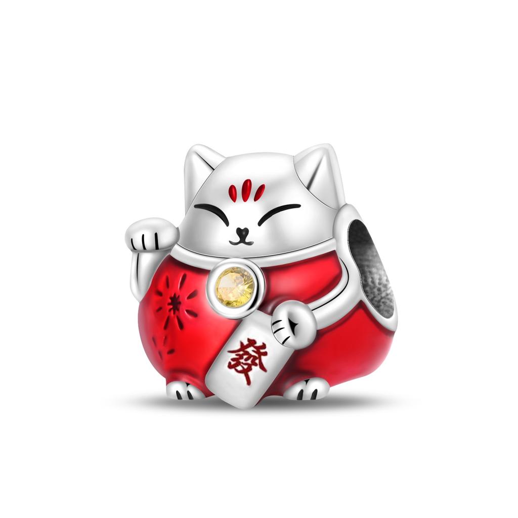 Copper Metal Dragon&Lucky Cat&Lion Dance&God of Wealth&Lucky Bag Charm Bead Component Compatible With Brand Bracelet High Quality Fine Jewelry