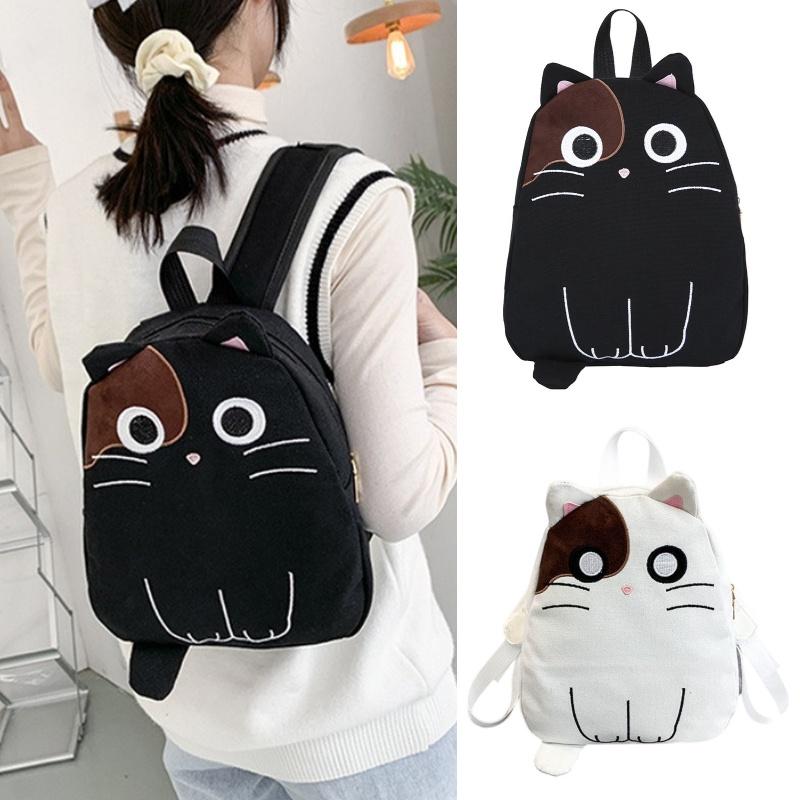 New Arrival 20l Canvas Cat Backpack For Girls And Boys Soft And Durable With Lovely Print