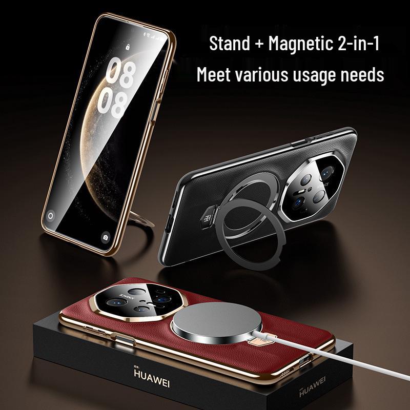 Kožené pouzdro na telefon Huawei Mate70 RS: Magnetický stojánek, Ochranný, Kompatibilní s 60RS Porsche Design