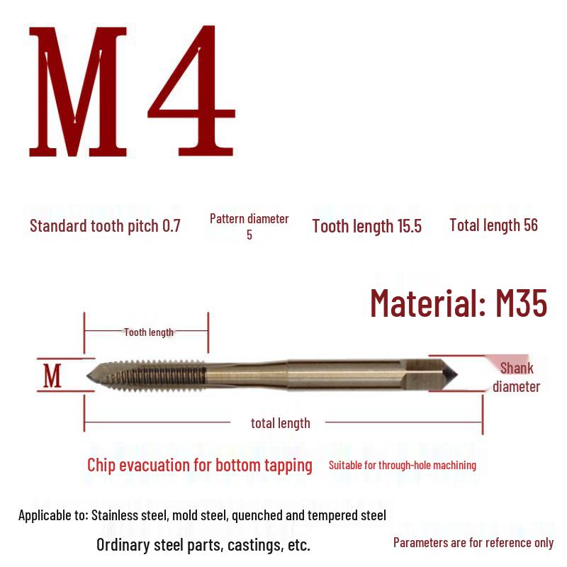 Cobalt Tapping & Threading Tools for Spiral Taps M3-M12, Stainless Steel