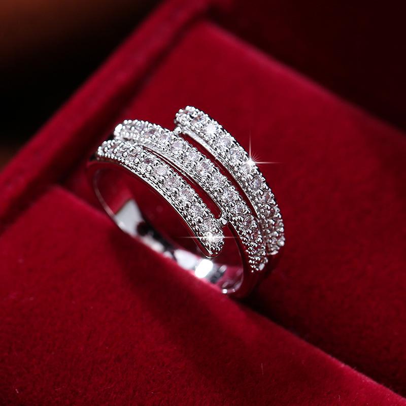 Chic Minimalist Micro Paved Zircon Nail Ring For Women Versatile Elegant Statement Band Jewelry