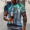 Summer Men's Summer Men's Casual T-shirt 3d Printed Lynx Bobcat Print Unisex Short-sleeved Fashion Trend Home Wear