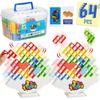 WOWNOVA 64PCS Deluxe Tetra Tower Game for Family Game Night, Balance Stacking Blocks Tower Board Game for Fun Party Games, Stacking Game for Kids &