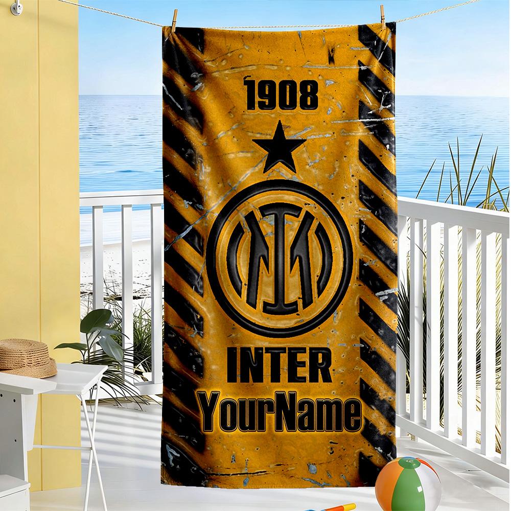 Inter Milan Customizable Name Beach Towel Super Soft & Absorbent Suitable for Sports Travel Swimming Yoga Bathroom Beach And Pool