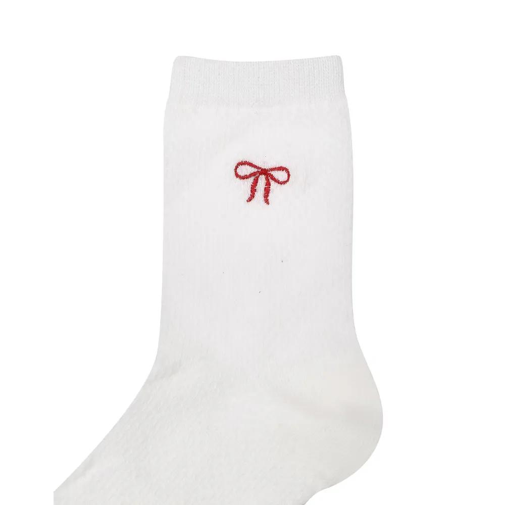 JASS6E041R2 Women's Ribbon-Point Mesh Mid-Calf Socks 2-Piece Set