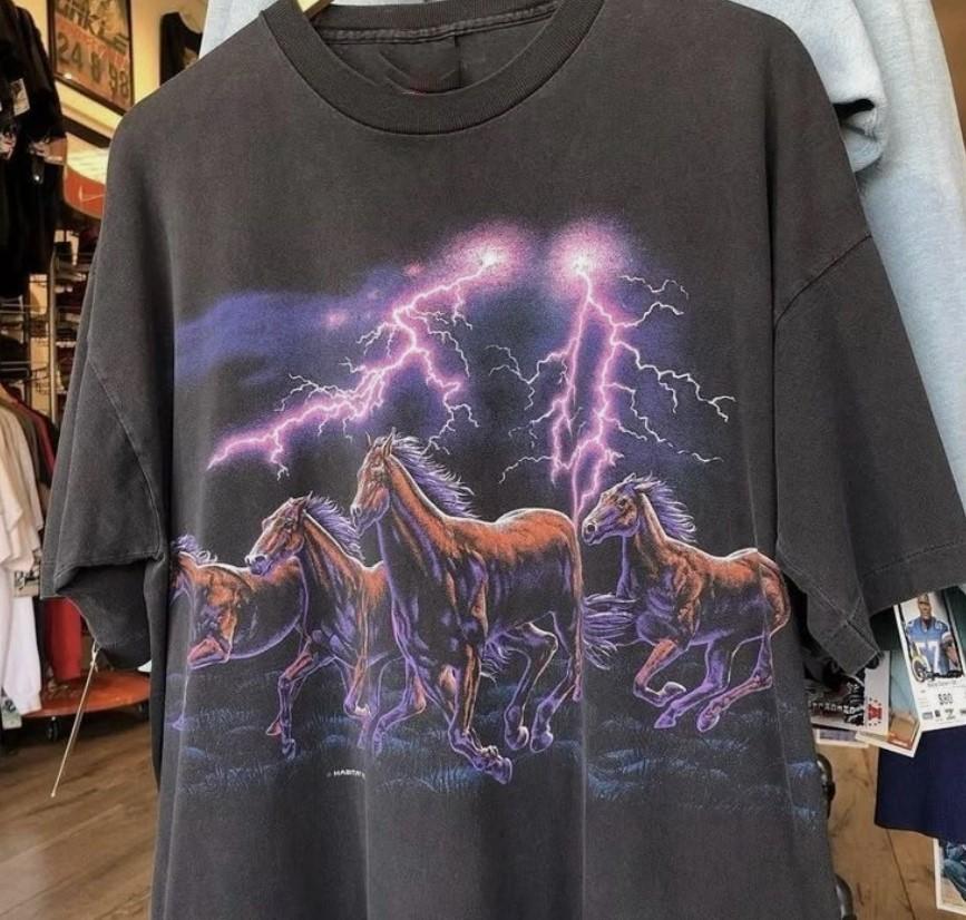 REPRINT Vintage Horses Graphic T-Shirt Unisex Short Sleeve Cotton Shirt S-4XL