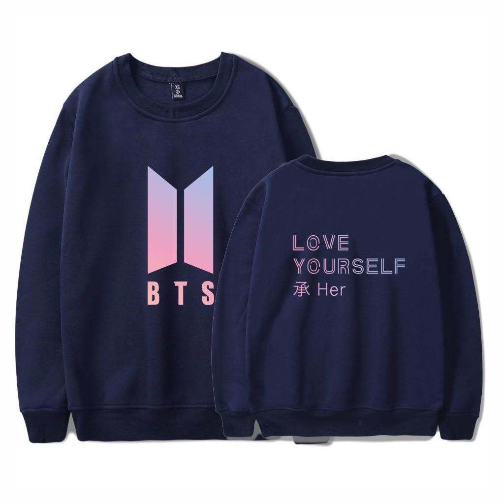 BTS-Sweatshirt mit Printmuster und Fleecefutter für jugendliche Fans