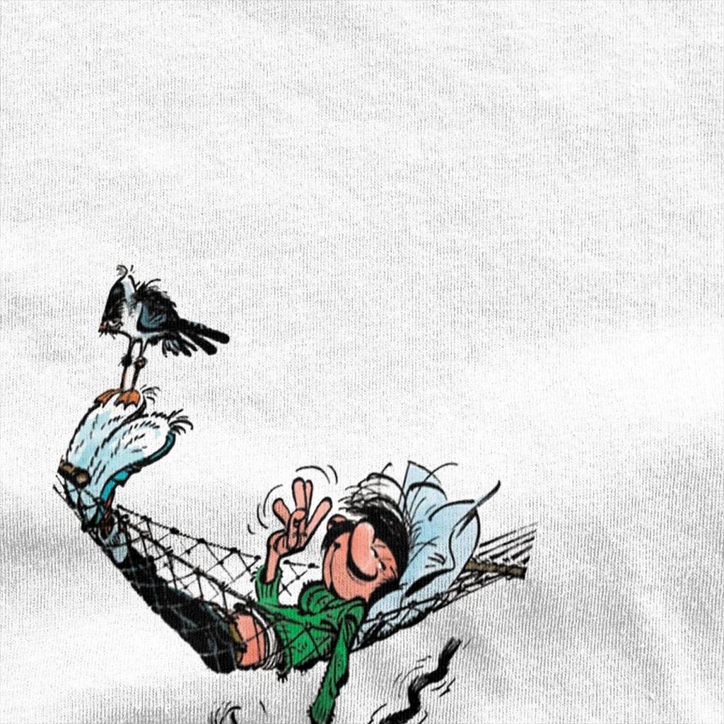 Gaston Lagaffe Comics T-Shirt Unisex Reine Baumwolle Lustiges T-Shirt Rundkragen T-Shirt Kurzarm Kleidung Geschenkidee