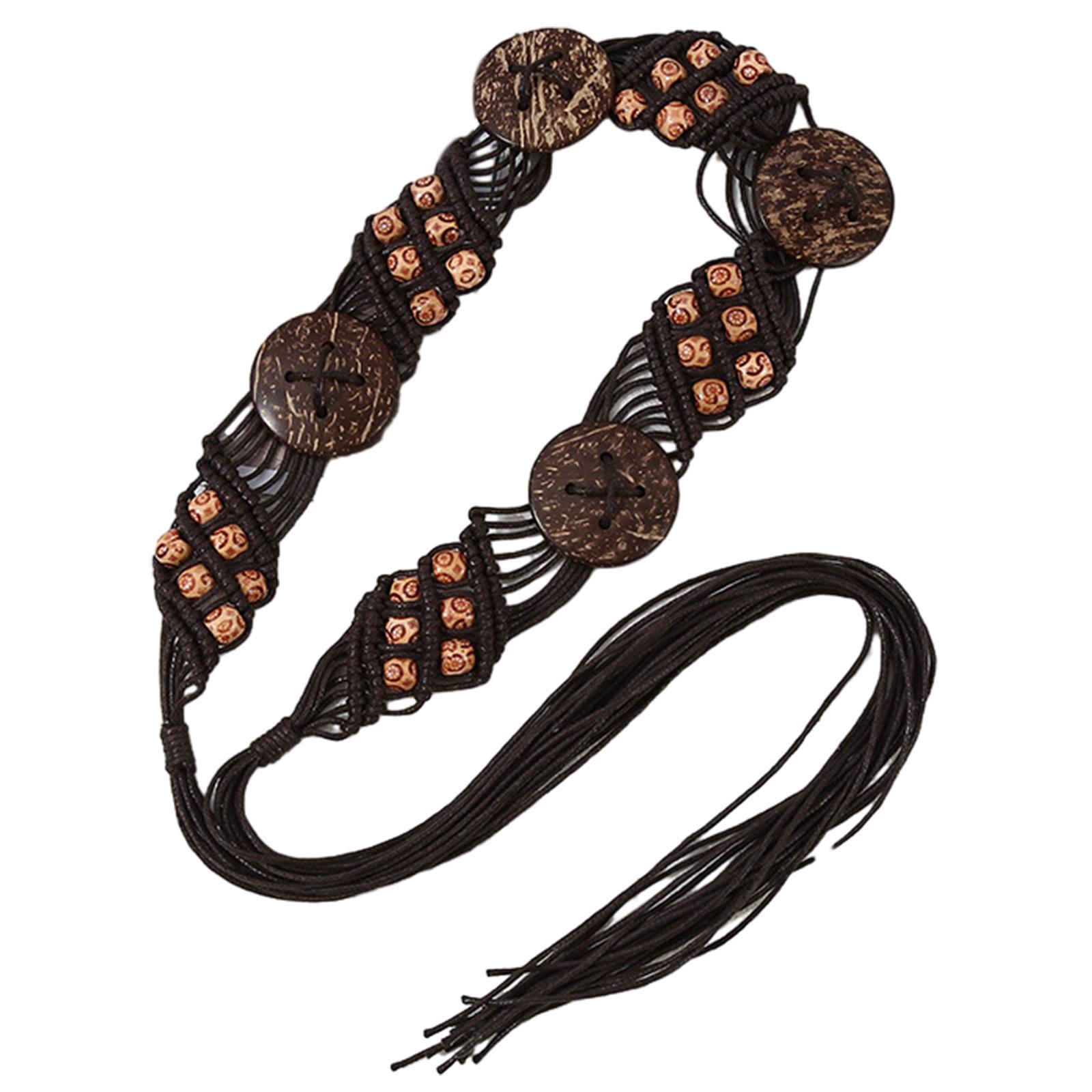 

Пояс-веревка в стиле Майяр Эстетичный Взрослый Богема Кисточки Поясной ремень Украшение талии Подросток Девочка Дорожные Аксессуары для одежды чёрный