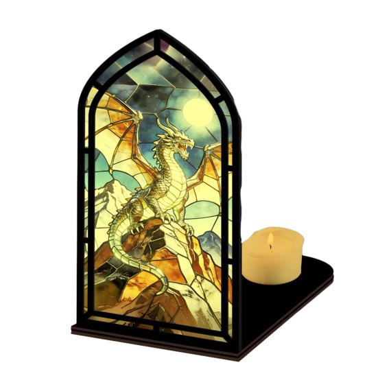 Gothic Book Nook Suncatcher Stained Glass Candle Holder Window Bookshelf Insert Diorama for Library Decor Bookish Gifts for Readers Book Lovers