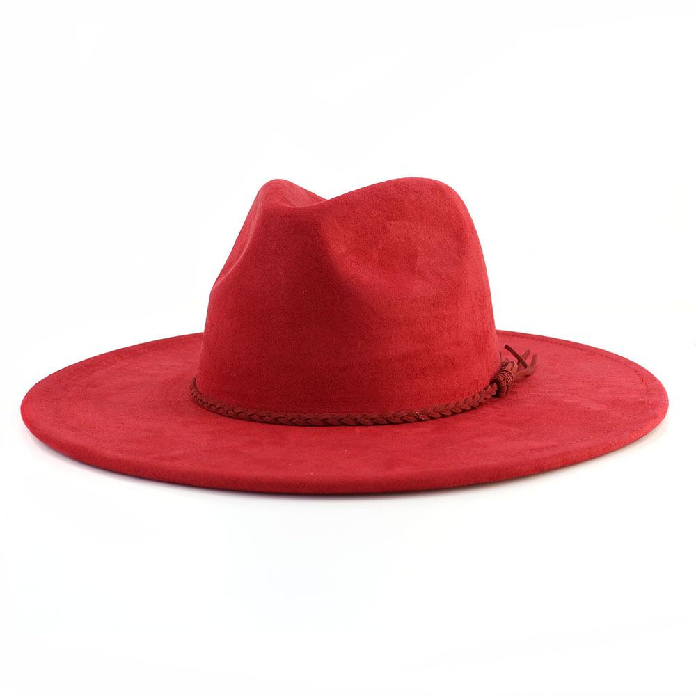 Khaki Suede Hat Wide Brim New Fedora Hat Men Women Autumn Winter Felt Hats Classic Church Fedoras Chapeau Sombrer